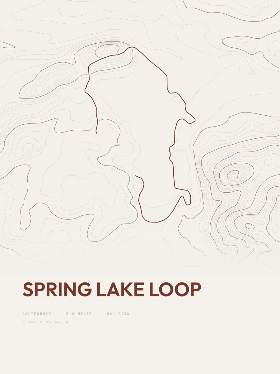 Spring Lake Loop topographic trail print