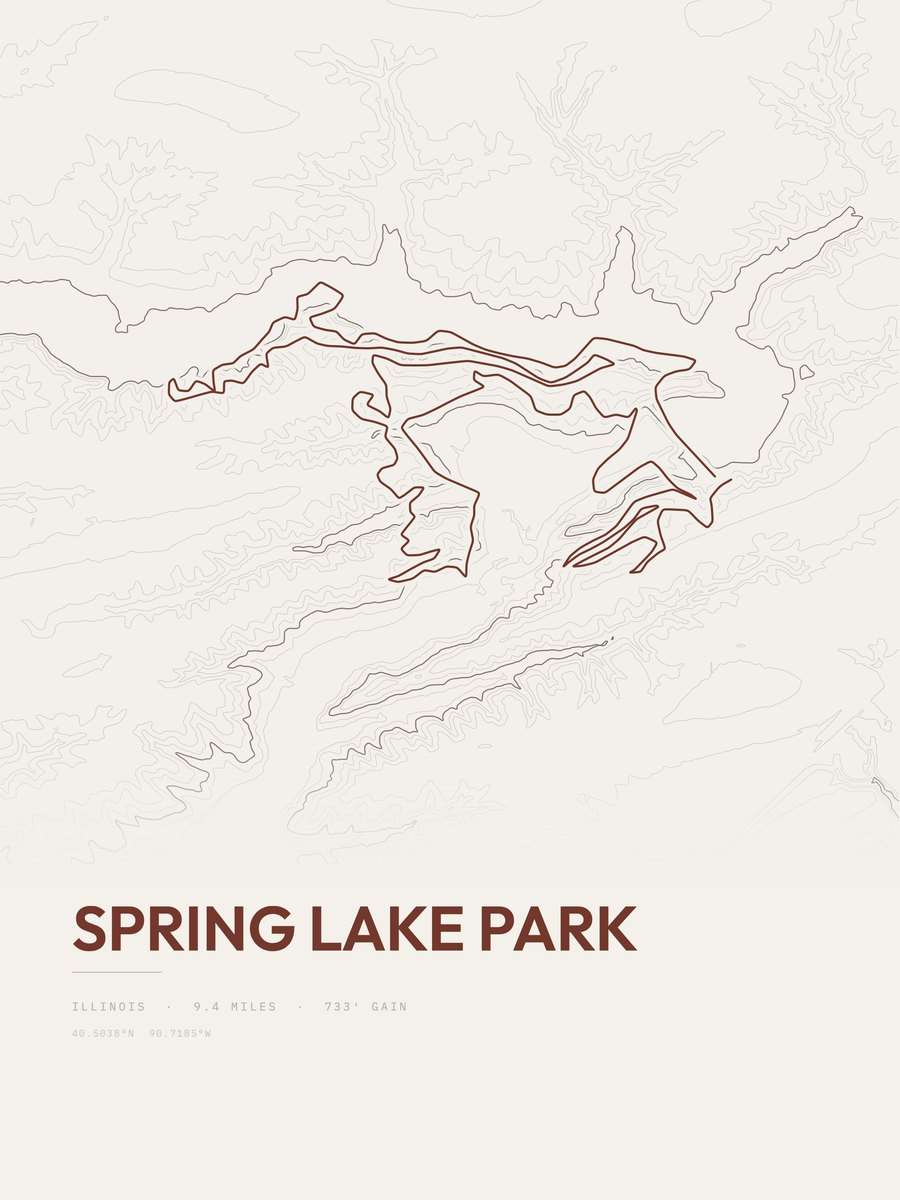 Spring Lake Park topographic trail print