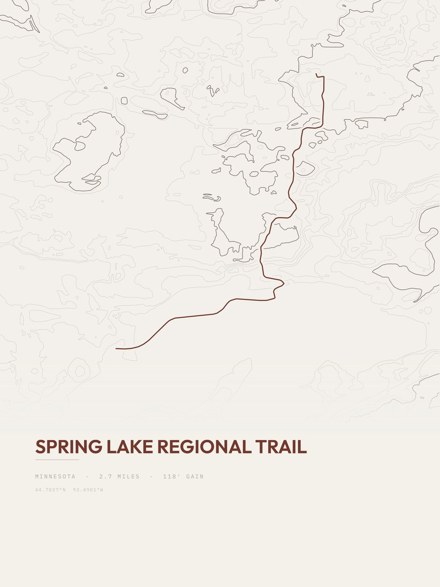 Spring Lake Regional Trail topographic trail print
