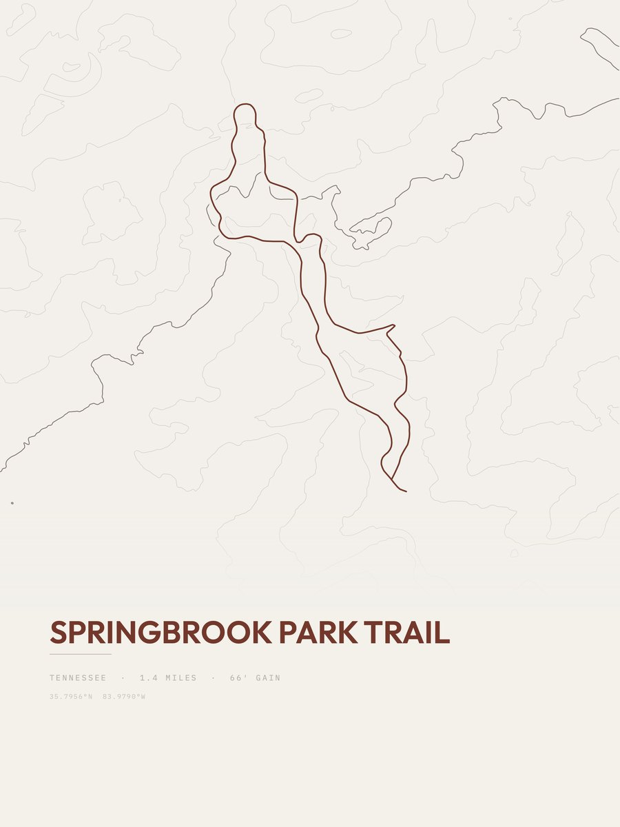 Springbrook Park Trail topographic trail print