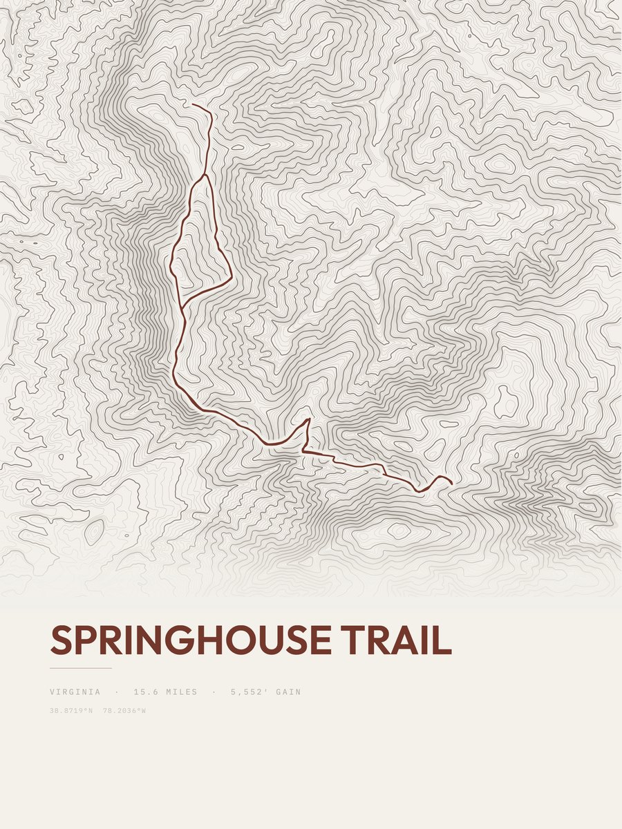 Springhouse Trail topographic trail print