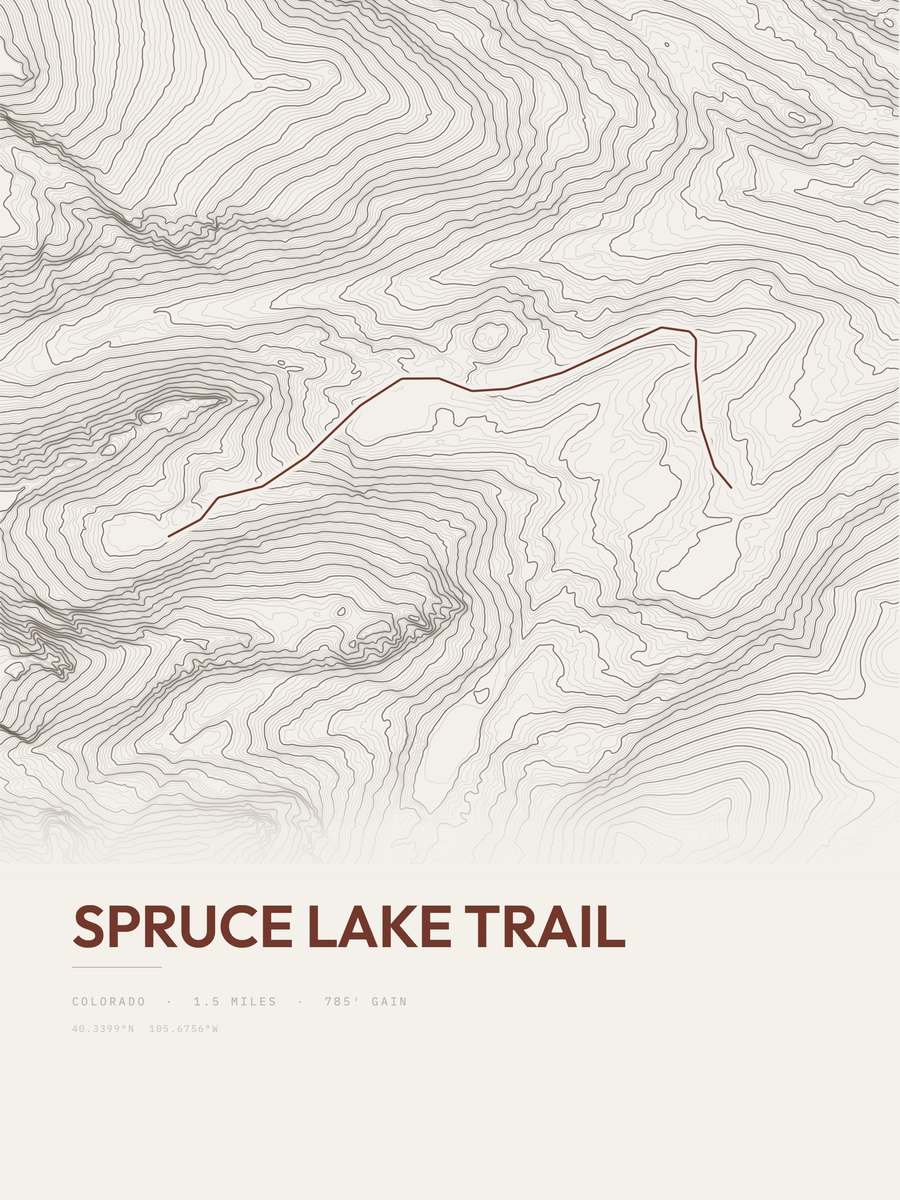Spruce Lake Trail Topographic print