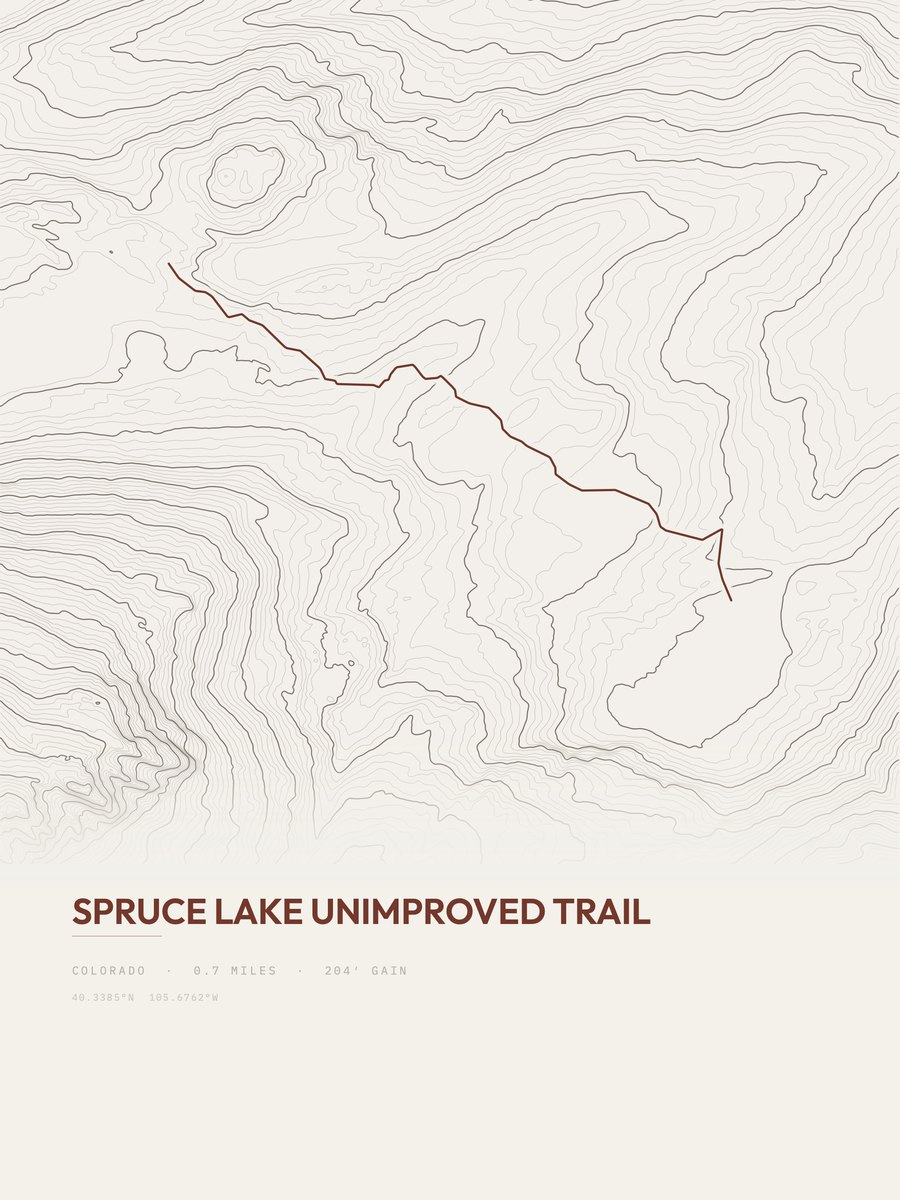 Spruce Lake Unimproved Trail Topographic print
