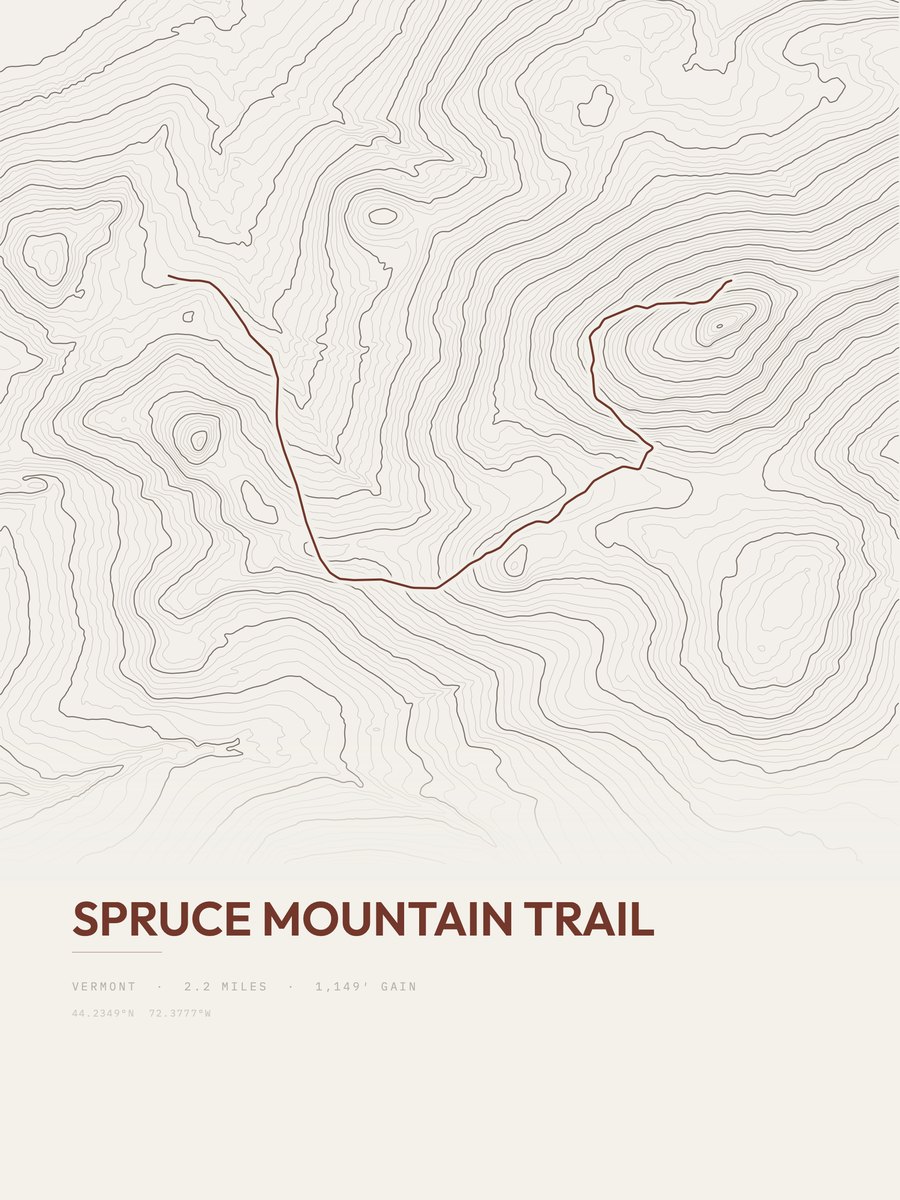 Spruce Mountain Trail topographic trail print