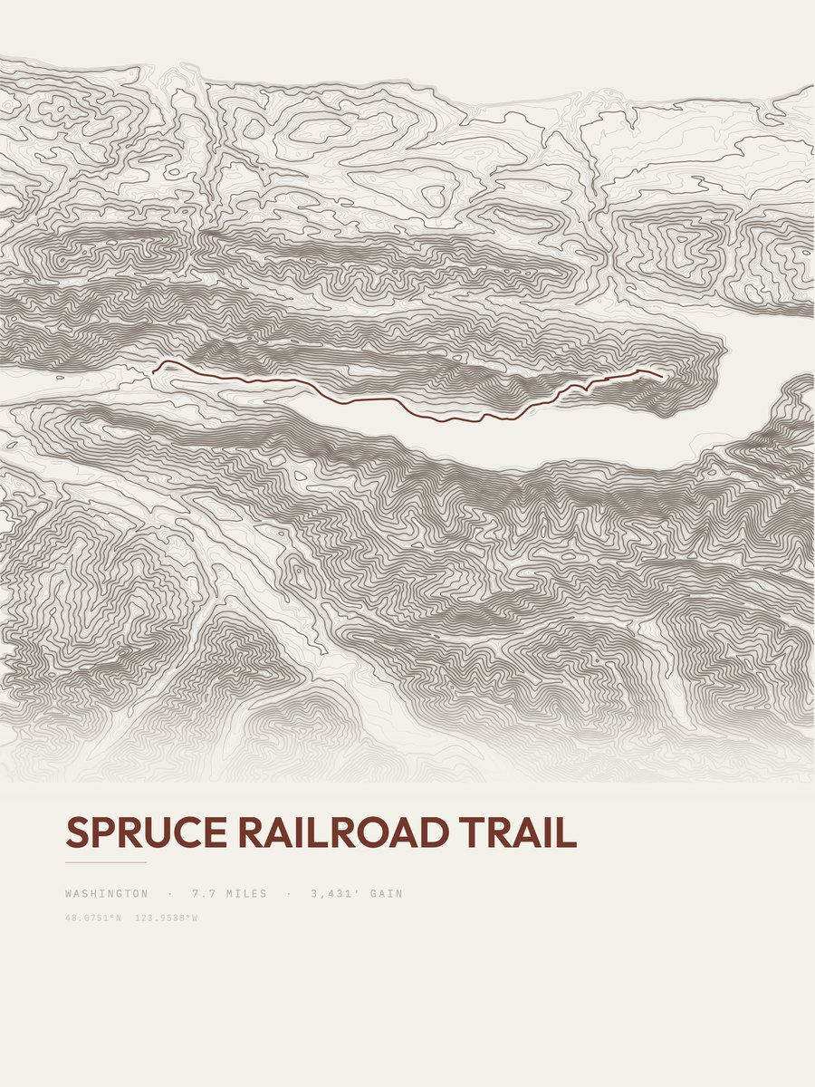 Spruce Railroad Trail topographic trail print