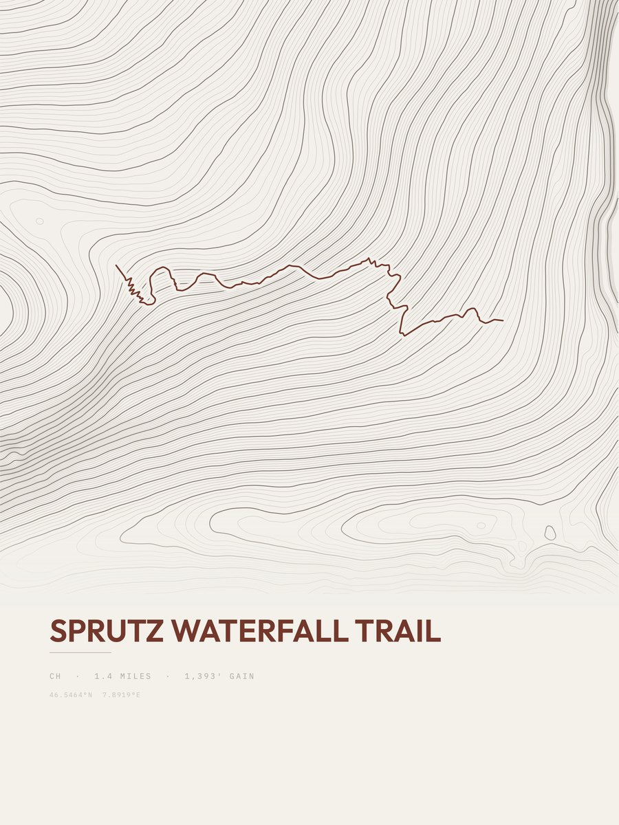 Sprutz Waterfall Trail Topographic print