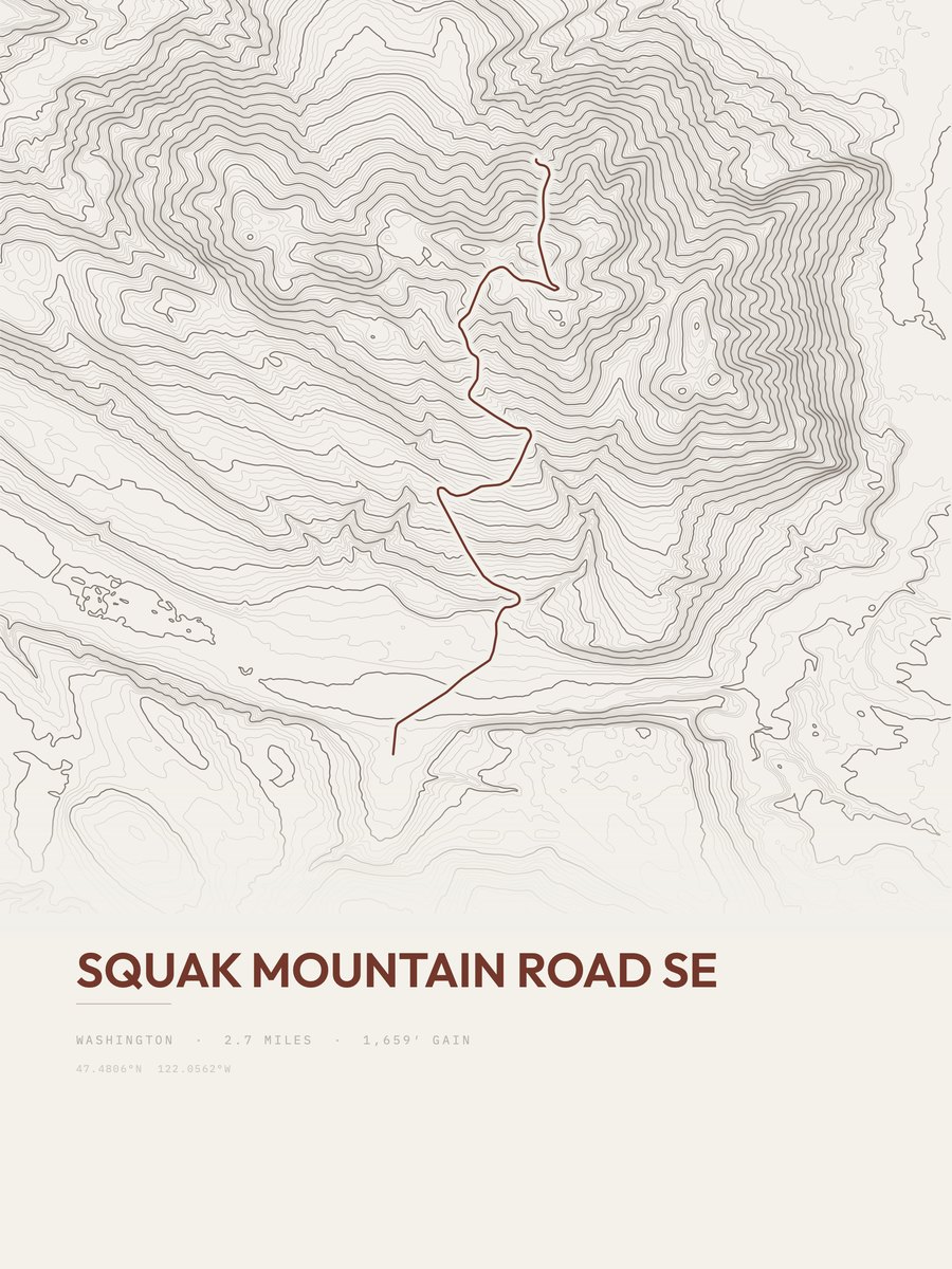 Squak Mountain Road SE Topographic print