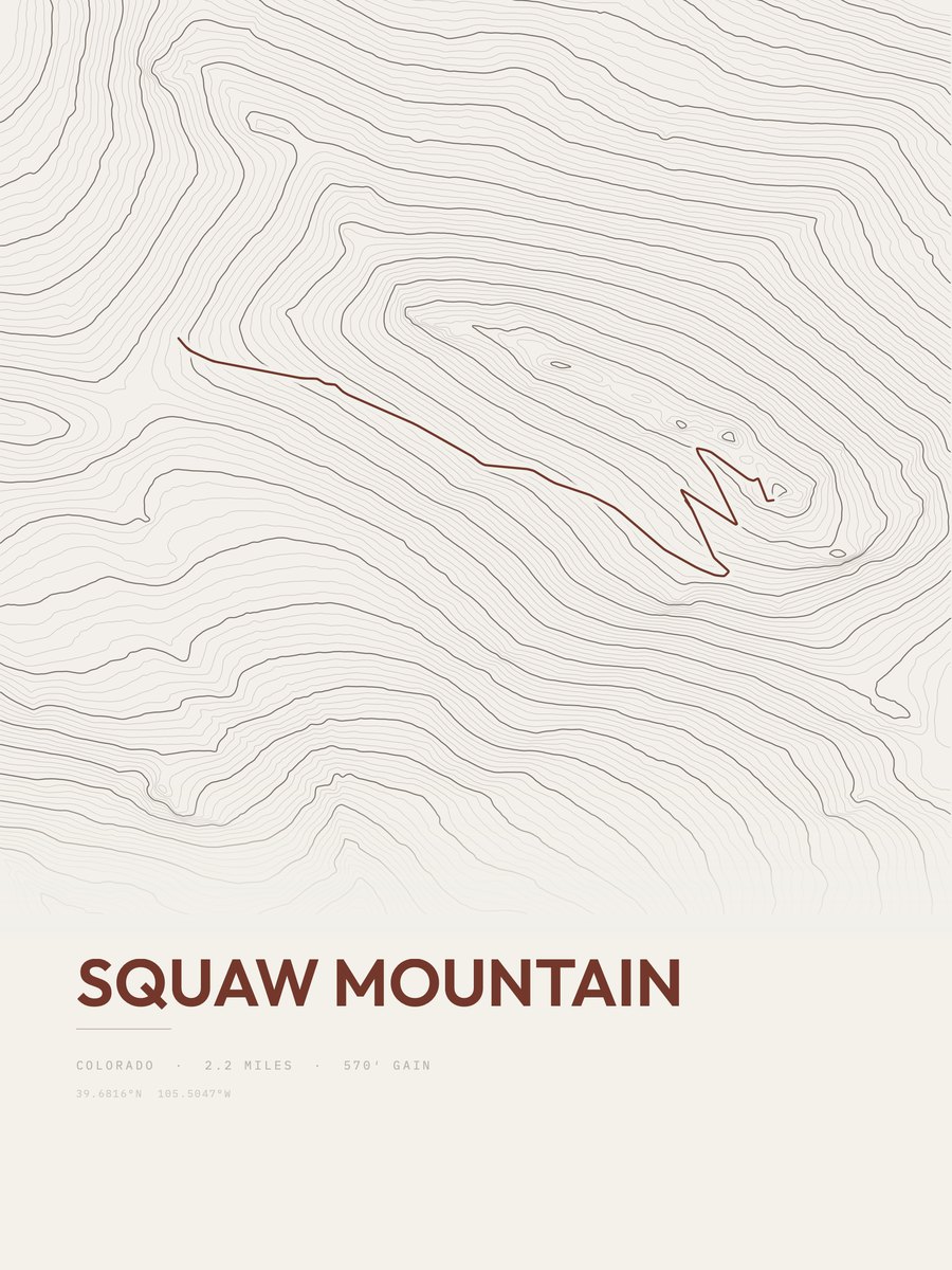 Squaw Mountain topographic trail print