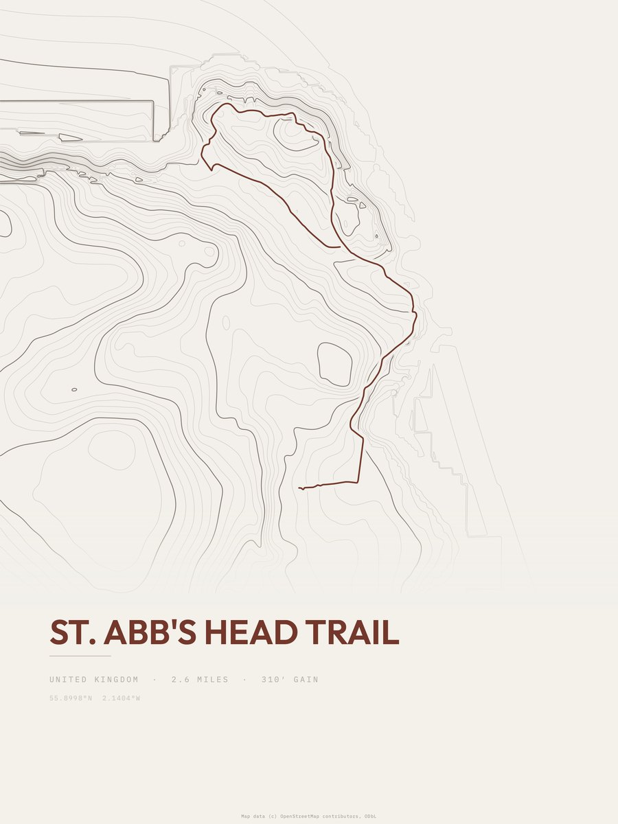 St. Abb's Head Trail Topographic print