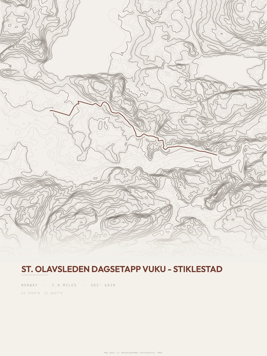 St. Olavsleden Topographic print