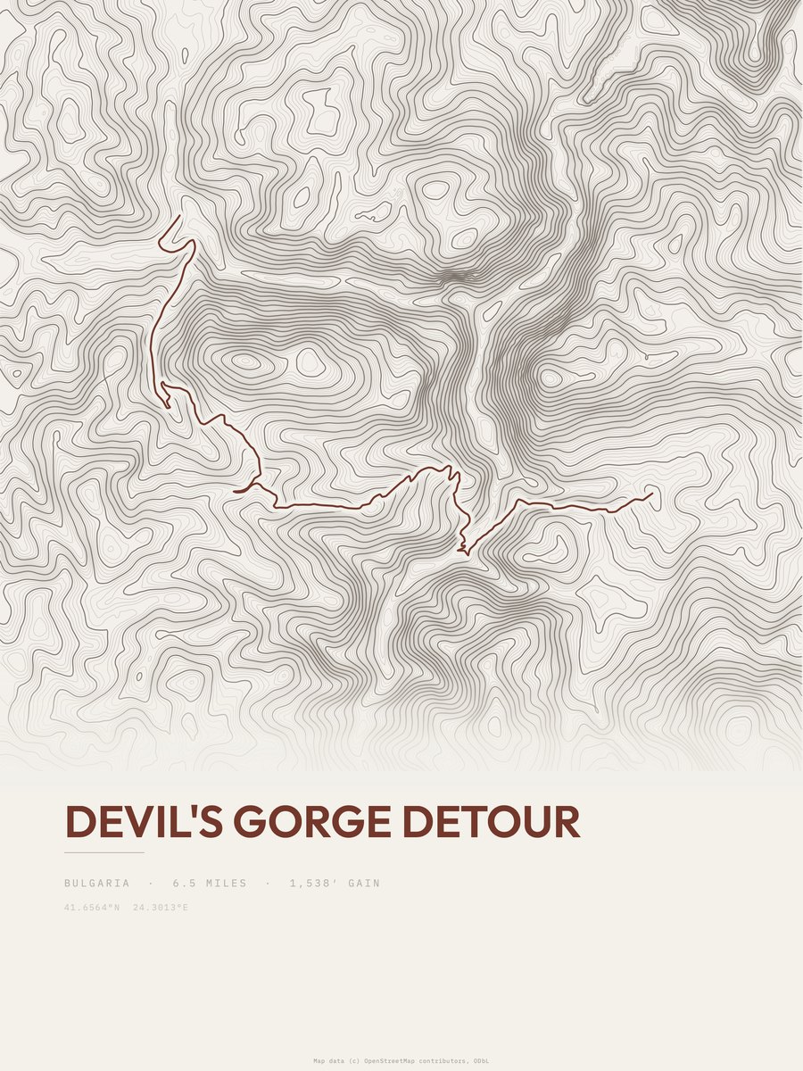 Devil's Gorge detour topographic trail print