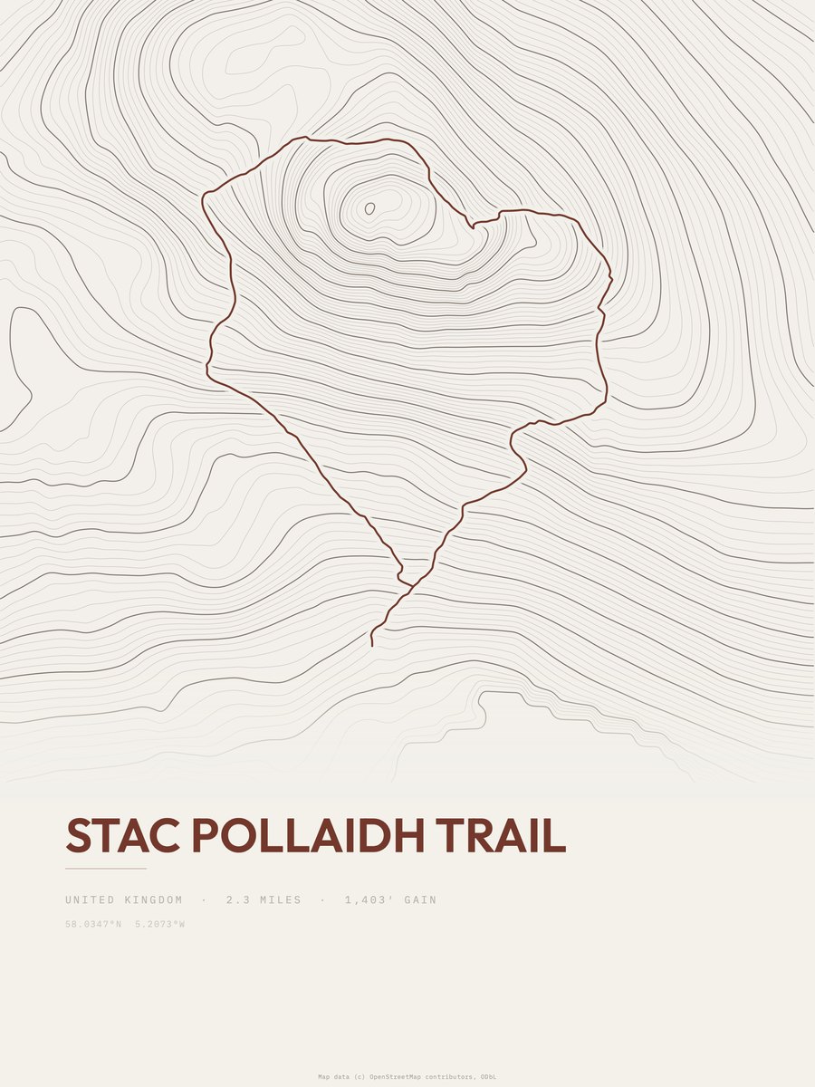 Stac Pollaidh Trail Topographic print