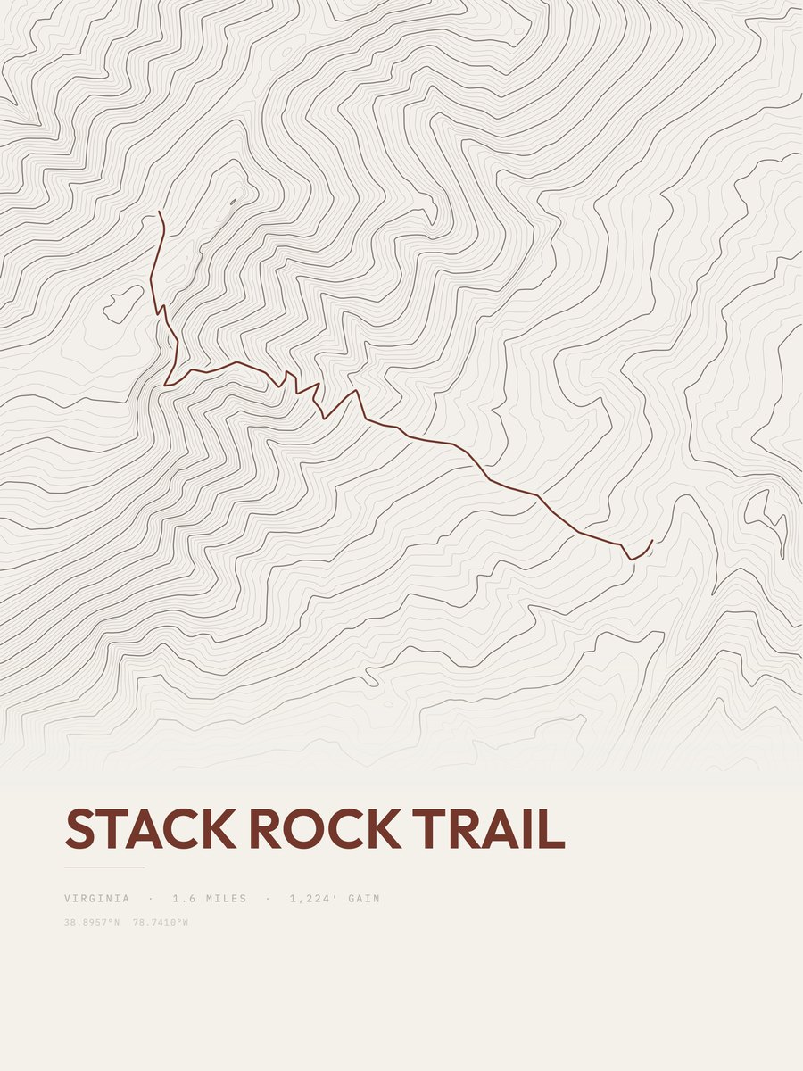 Stack Rock Trail Topographic print