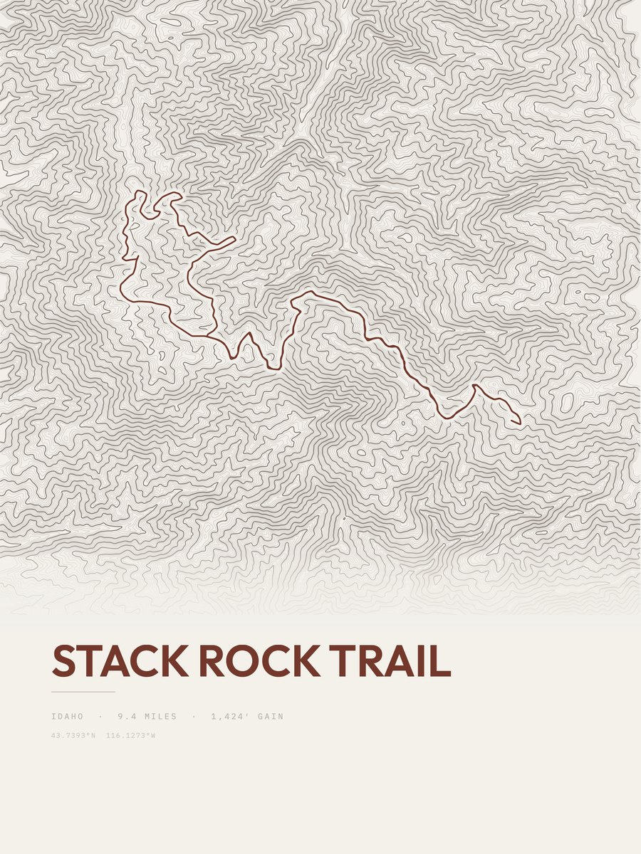 Stack Rock Trail Topographic print