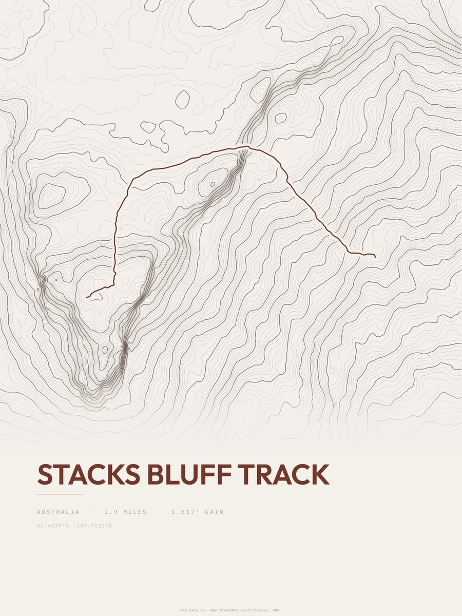 Stacks Bluff Track Topographic print