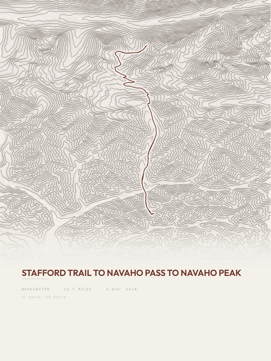 Stafford Trail to Navaho Peak topographic trail print