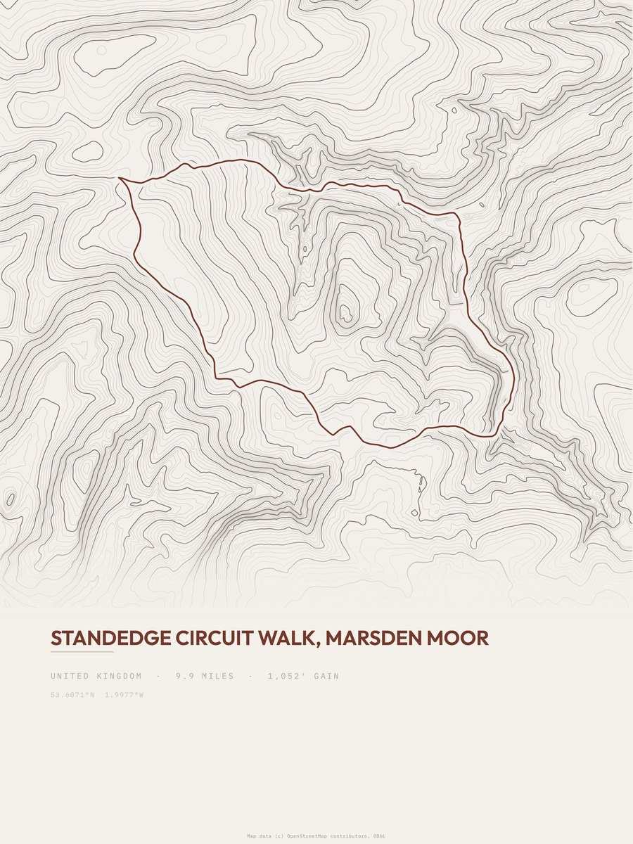 Standedge Circuit Walk Topographic print