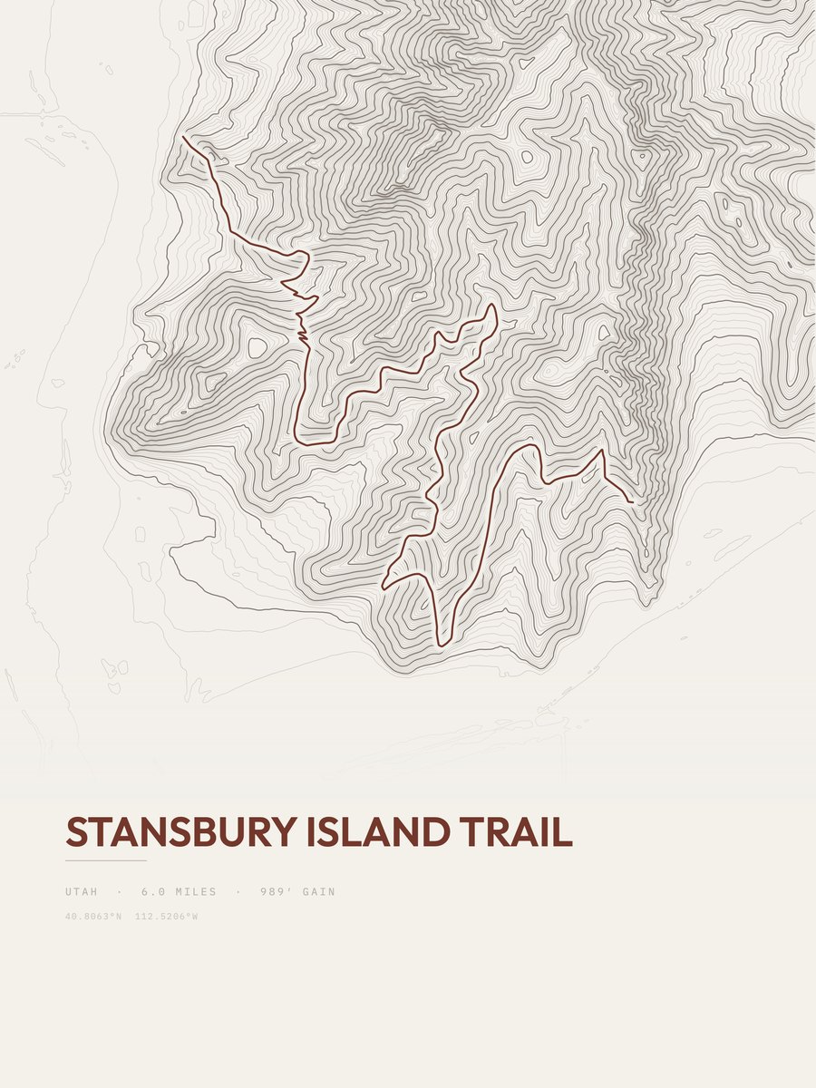 Stansbury Island Trail Topographic print