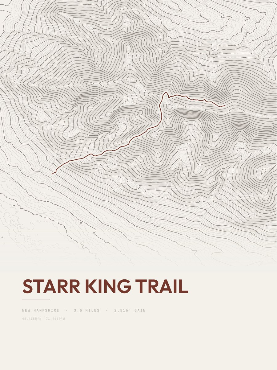 Starr King Trail topographic trail print