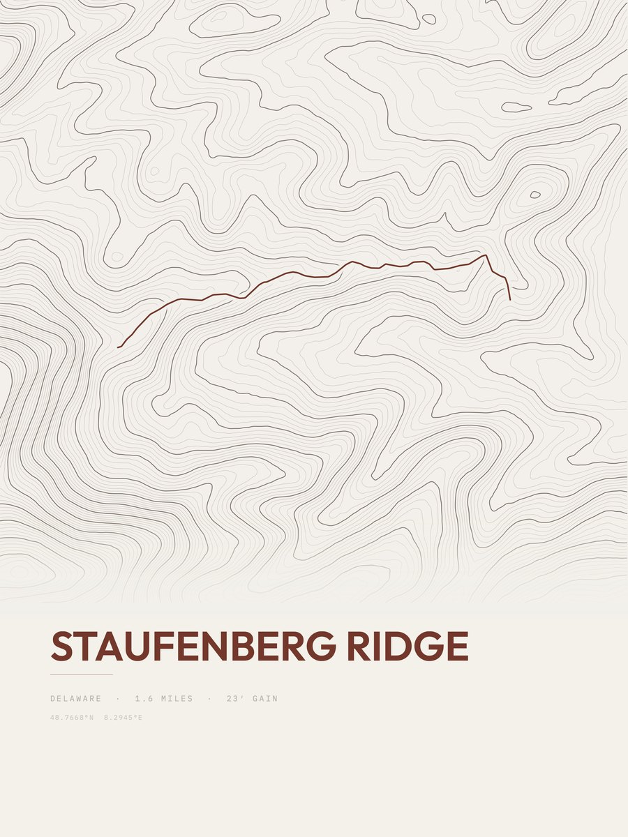 Staufenberg Ridge topographic trail print