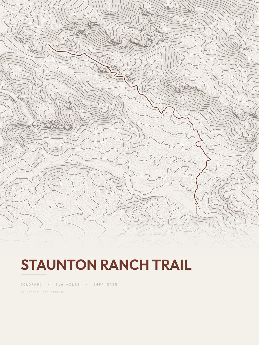 Staunton Ranch Trail topographic trail print