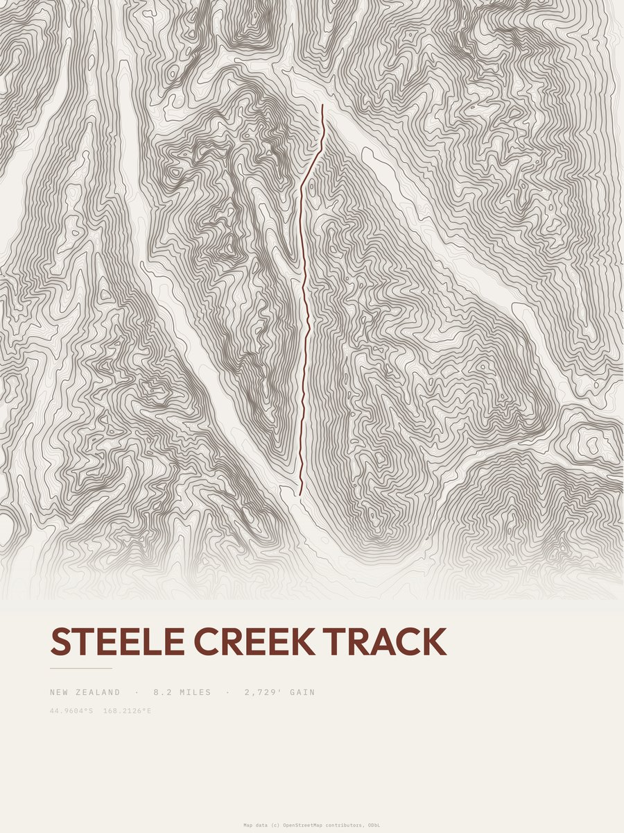 Steele Creek Track Topographic print