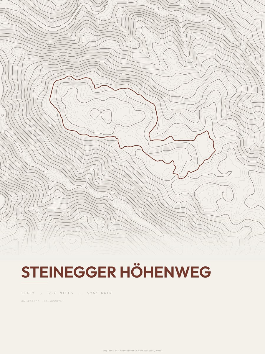 Steinegger Höhenweg Topographic print