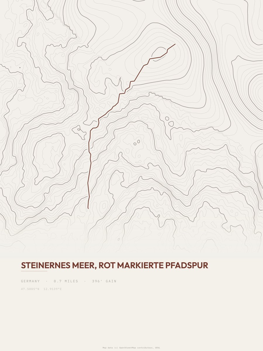 Steinernes Meer topographic trail print