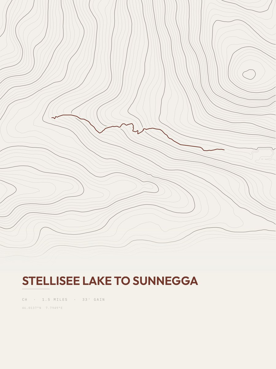Stellisee Lake to Sunnegga Topographic print