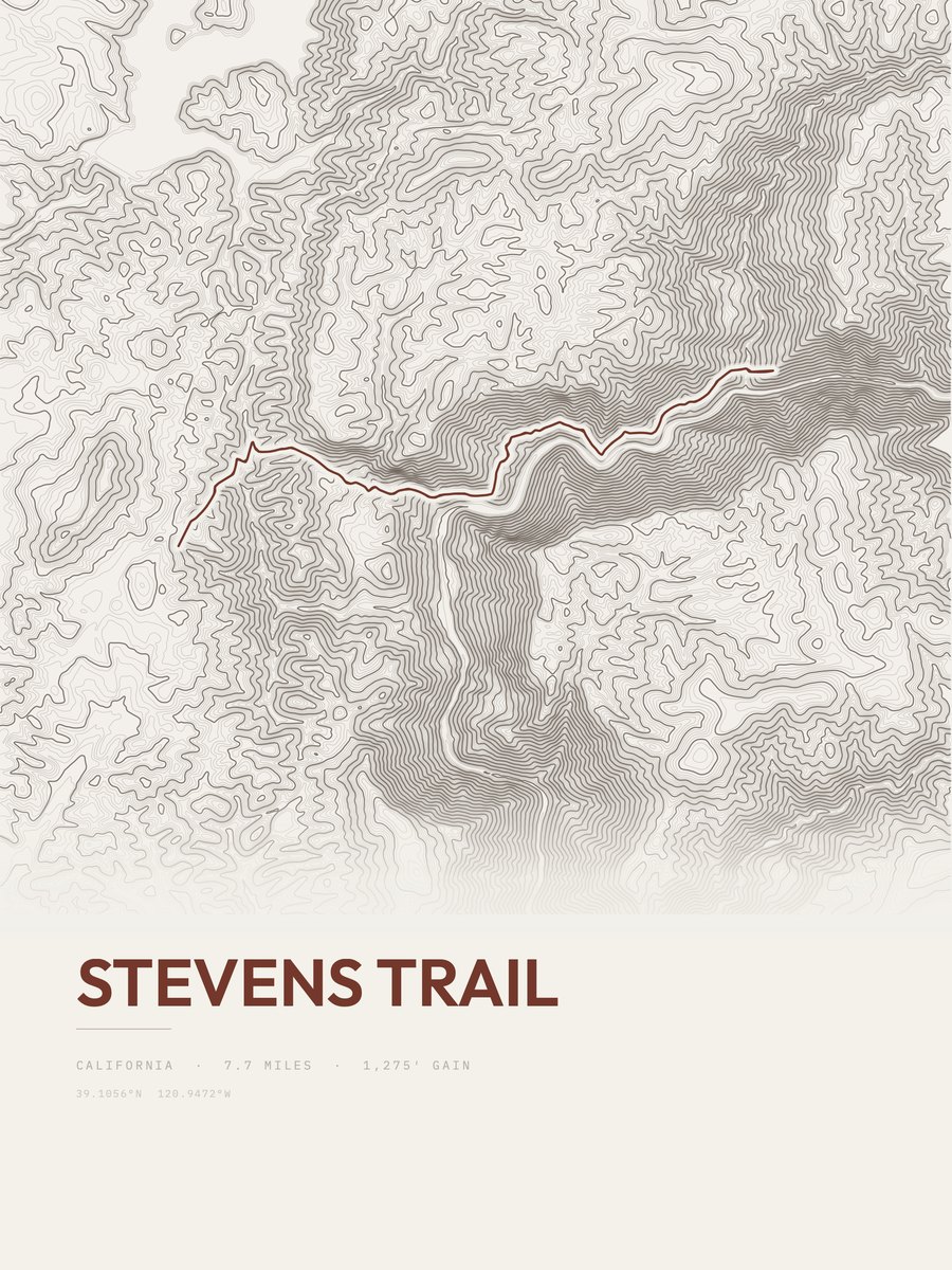 Stevens Trail Topographic print