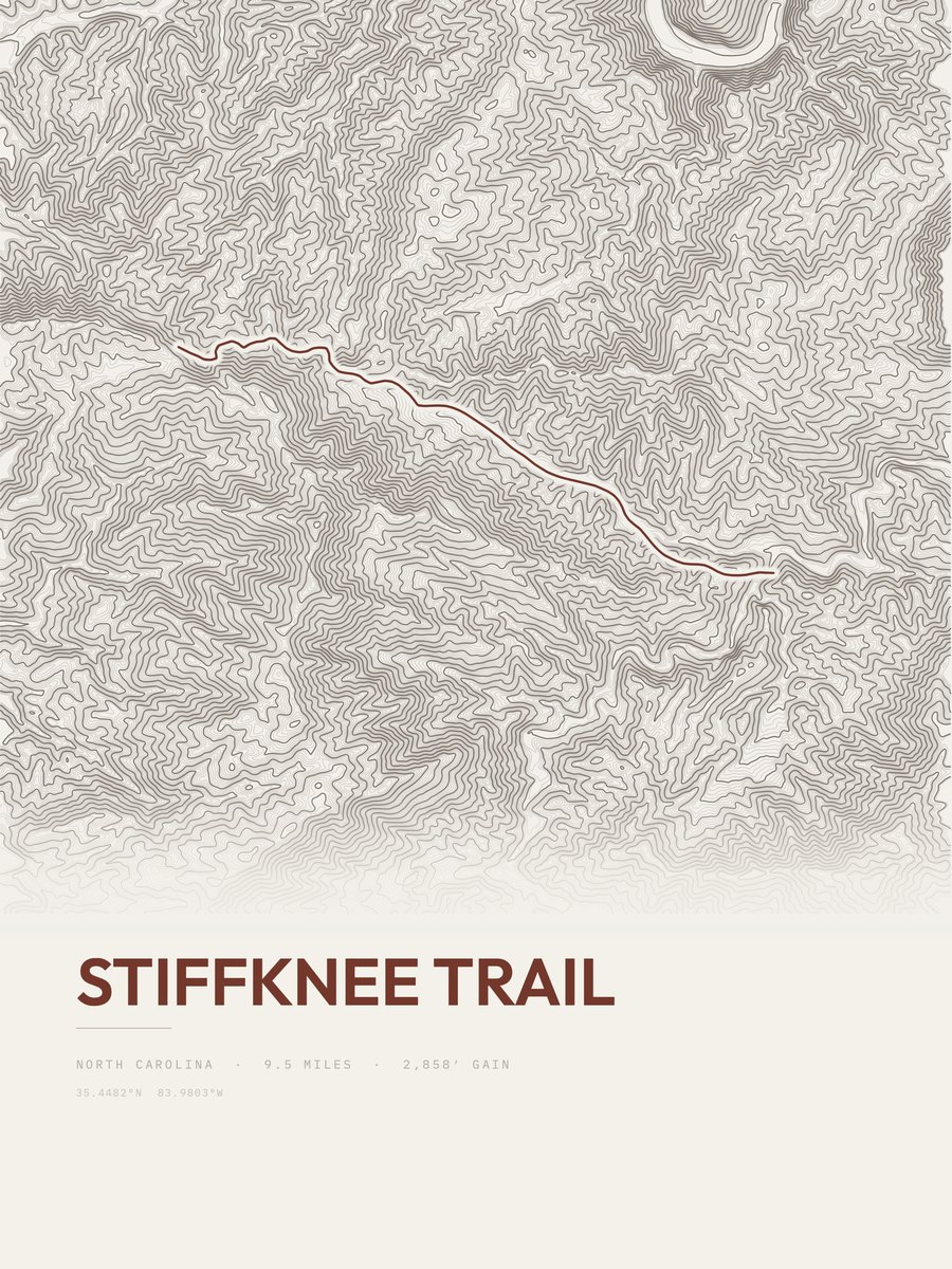 Stiffknee Trail Topographic print