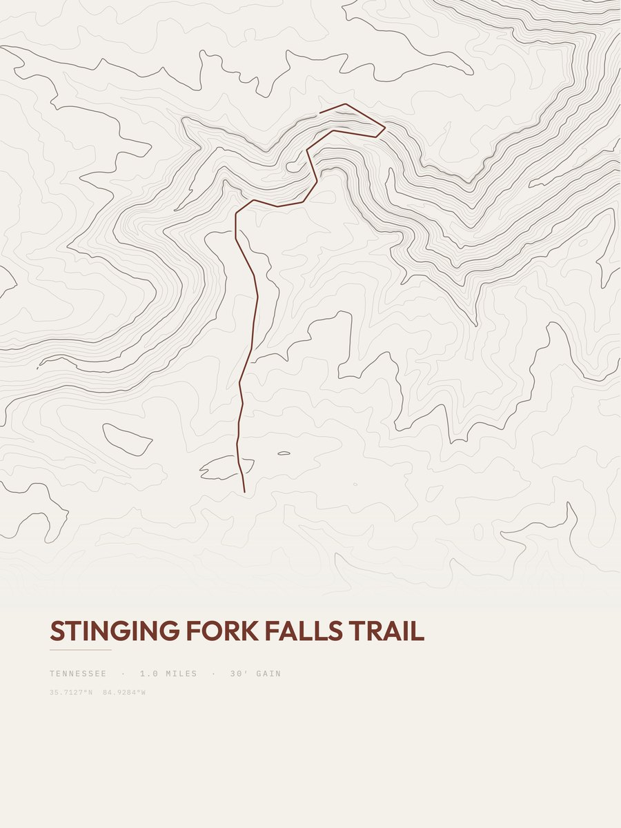Stinging Fork Falls Trail topographic trail print