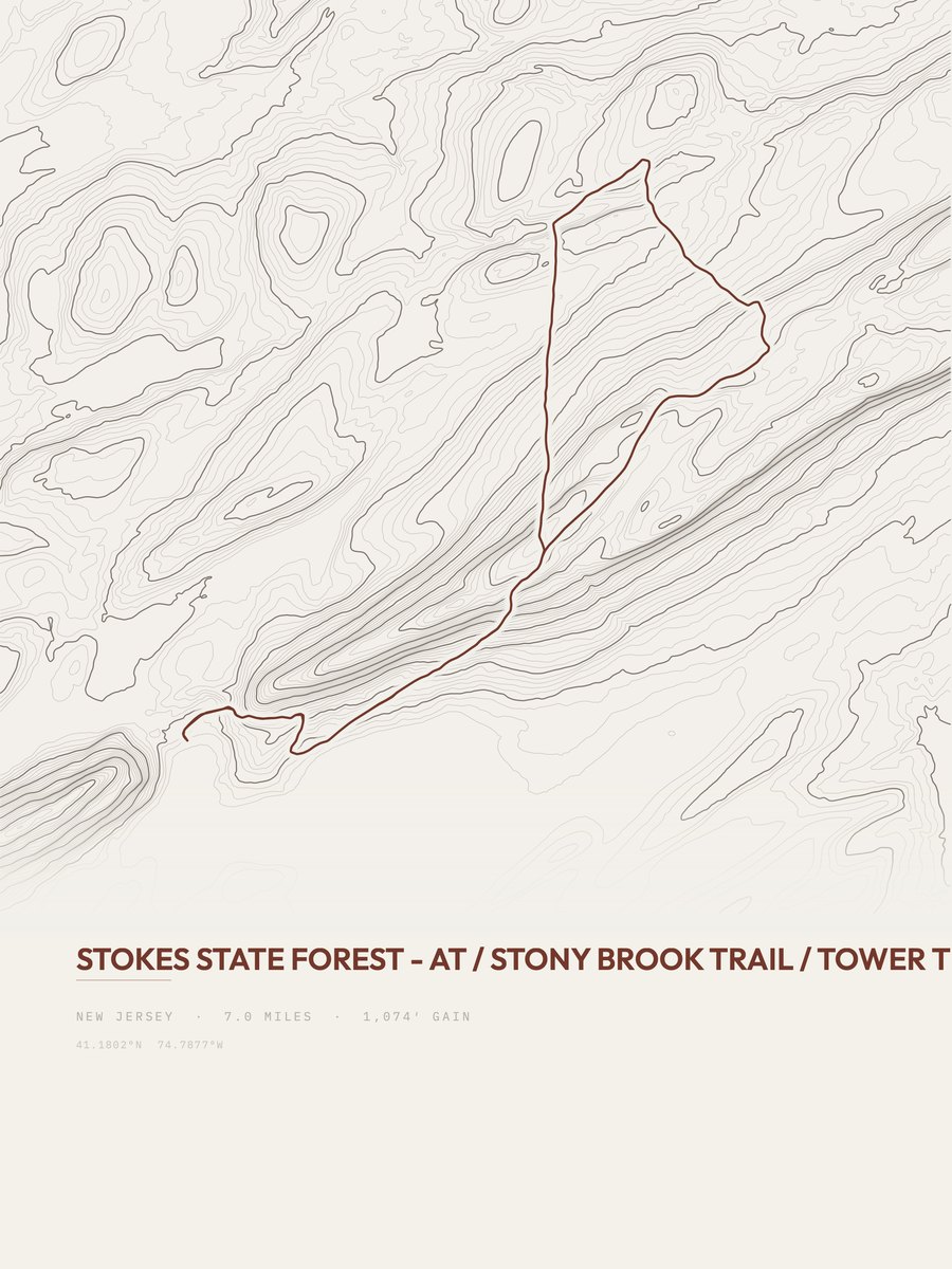 Stokes State Forest topographic trail print