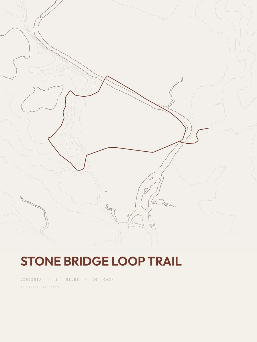 Stone Bridge Loop Trail topographic trail print