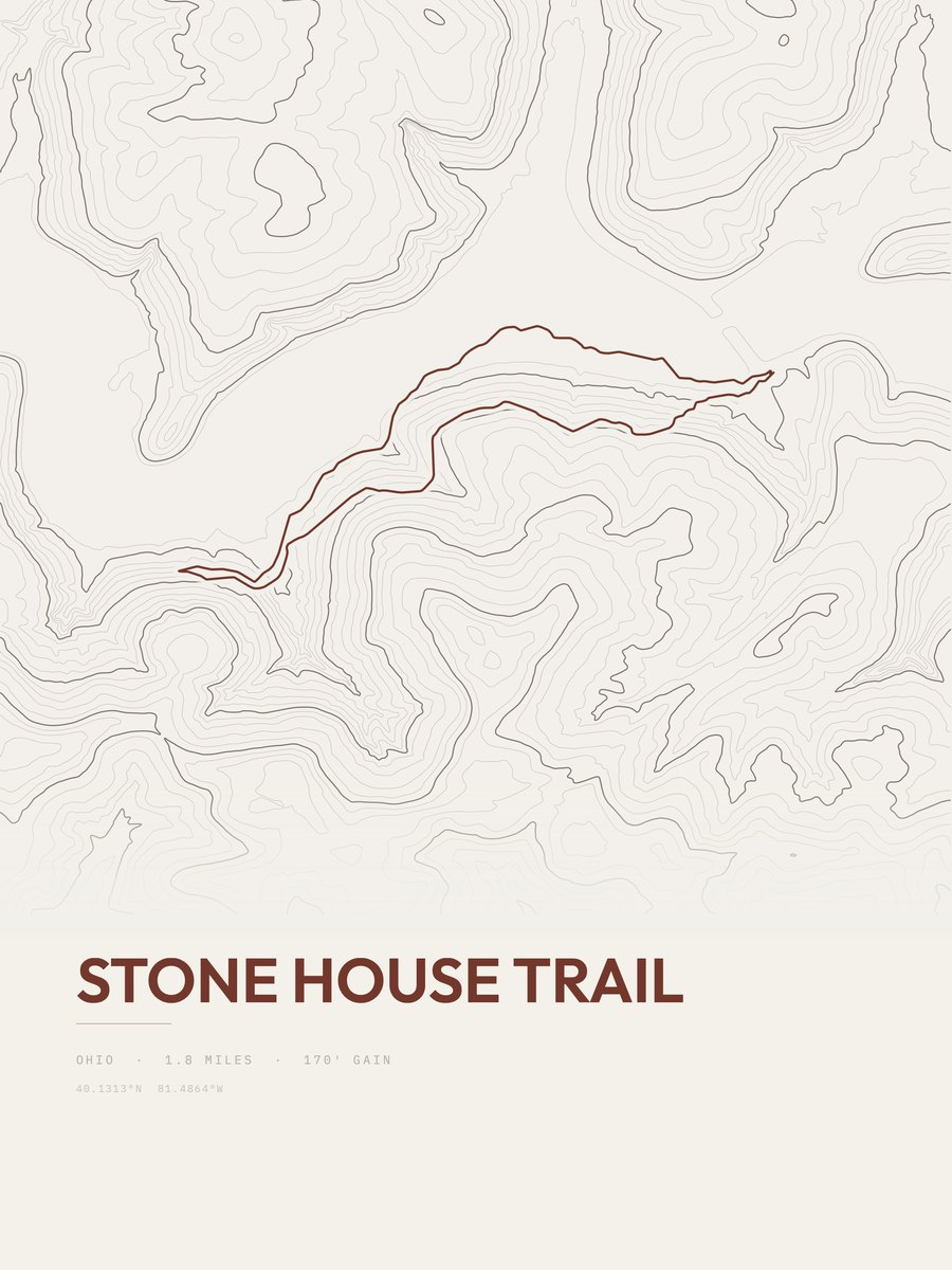 Stone House Trail topographic trail print