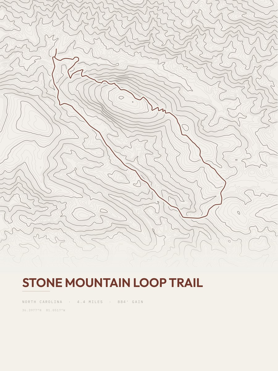Stone Mountain Loop Trail Topographic print