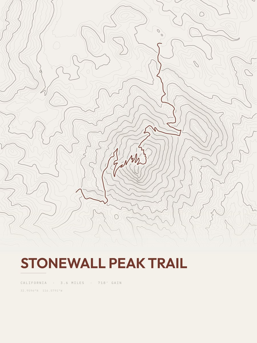 Stonewall Peak Trail topographic trail print