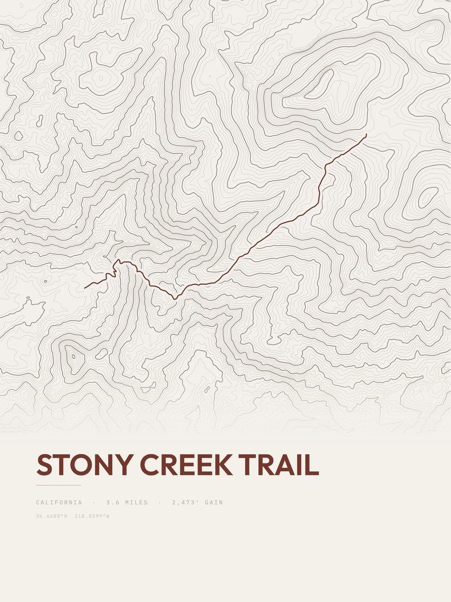 Stony Creek Trail Topographic print