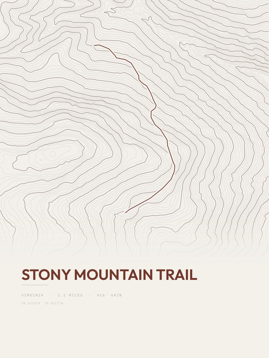 Stony Mountain Trail topographic trail print