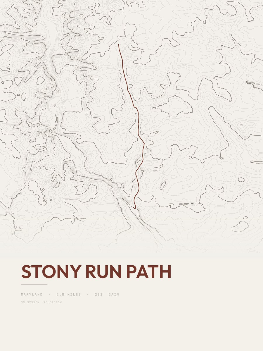 Stony Run Path Topographic print