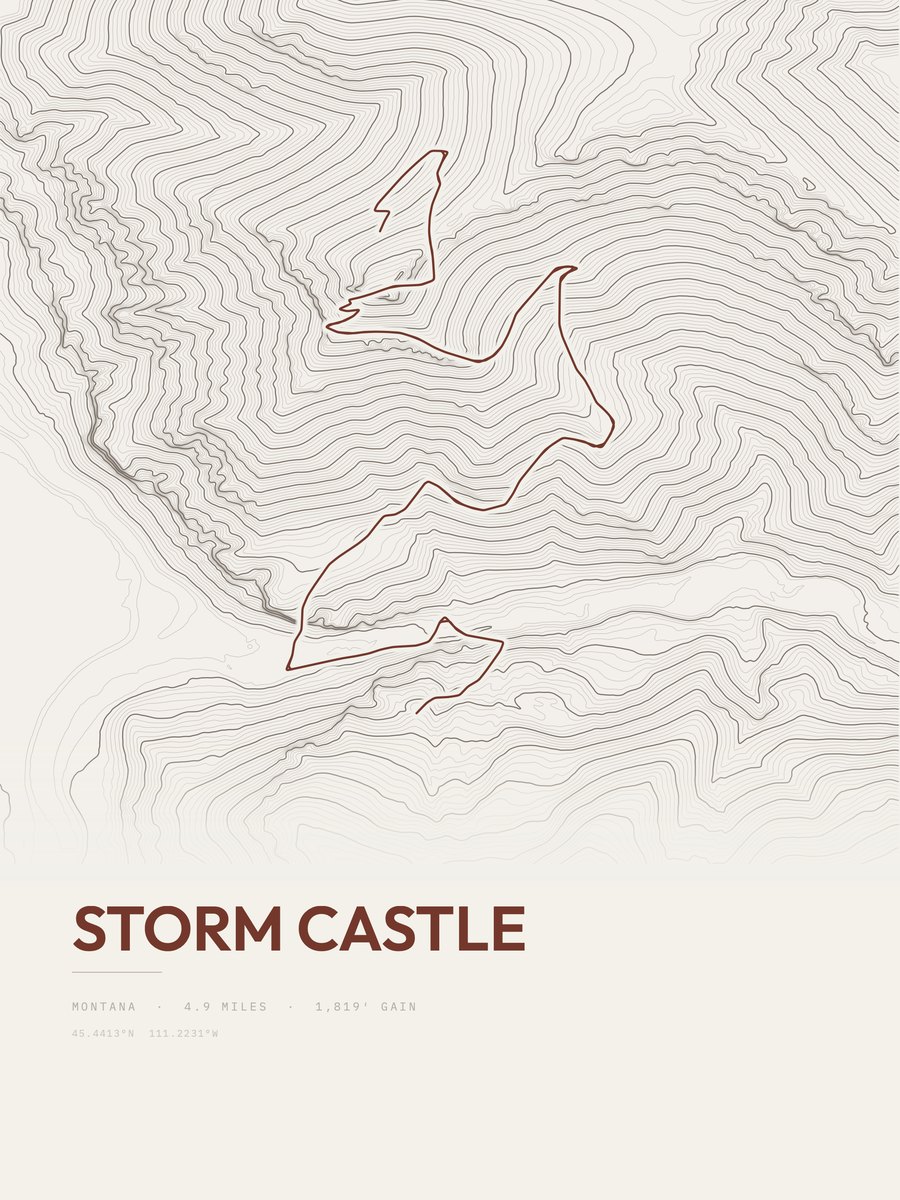 Storm Castle topographic trail print