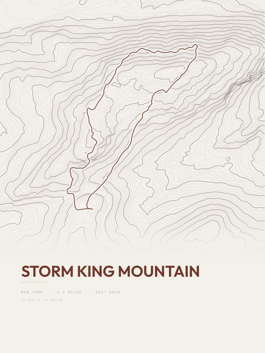 Storm King Mountain topographic trail print