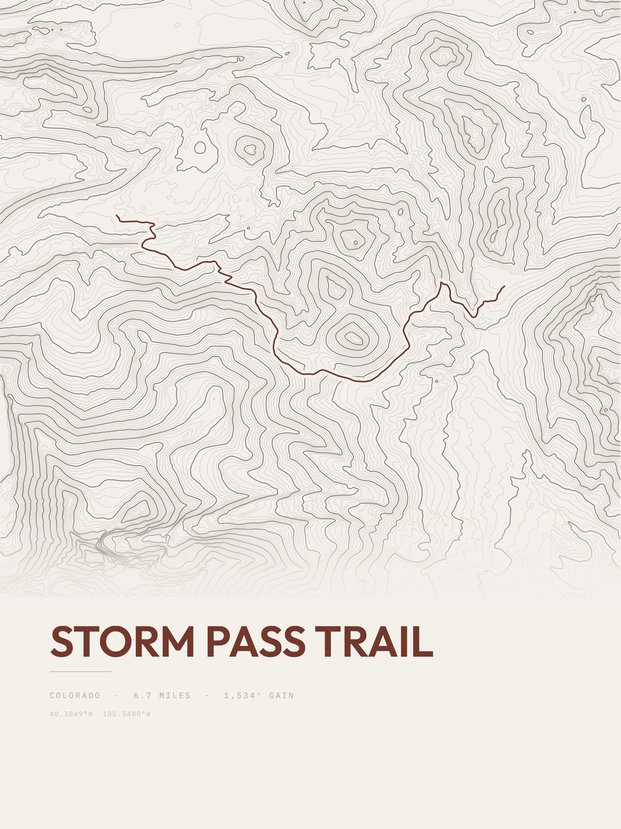 Storm Pass Trail Topographic print