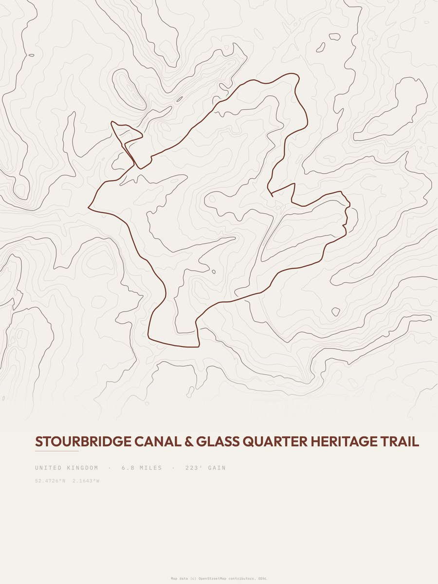 Stourbridge Canal topographic trail print