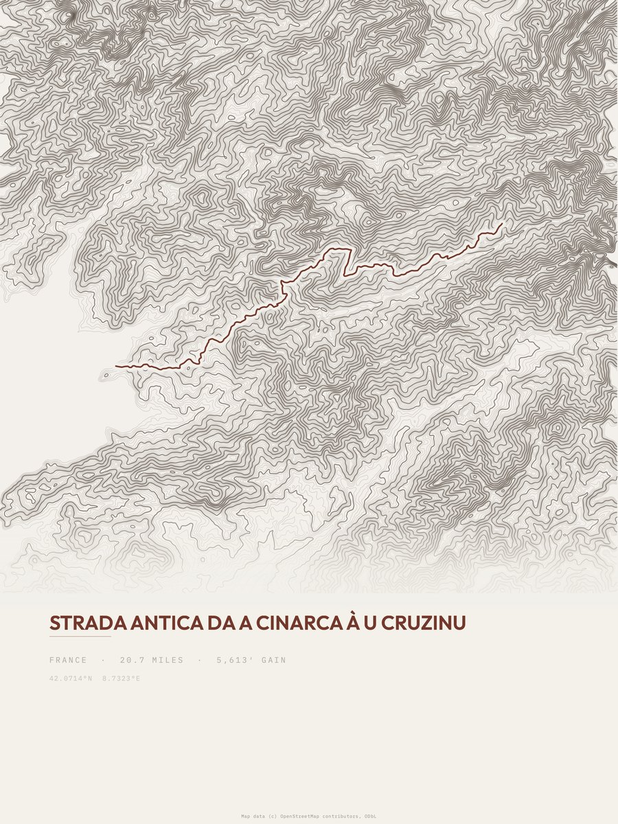 Strada Antica topographic trail print