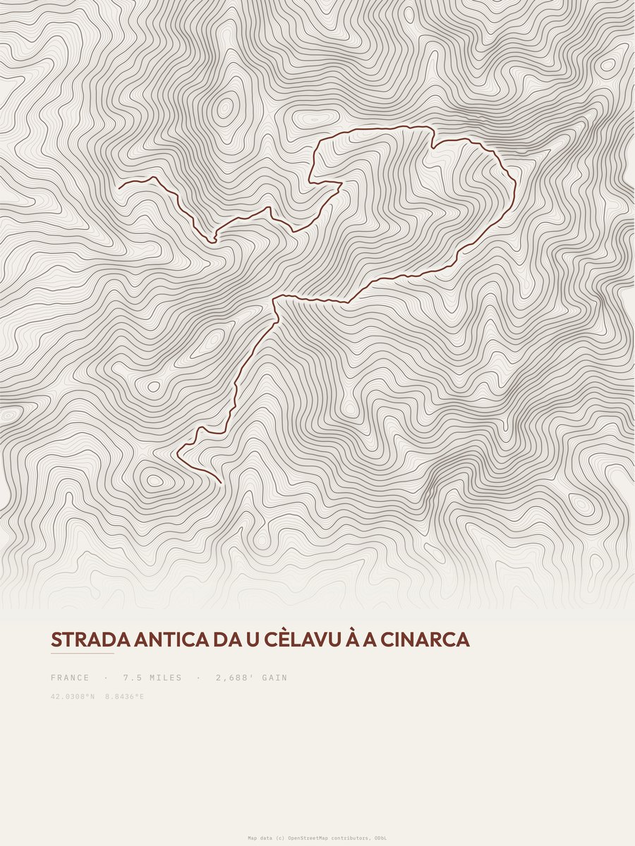 Strada Antica topographic trail print