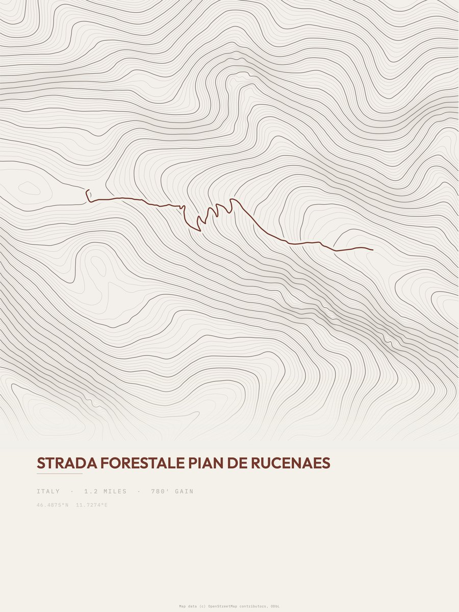Pian de Rucenaes Topographic print