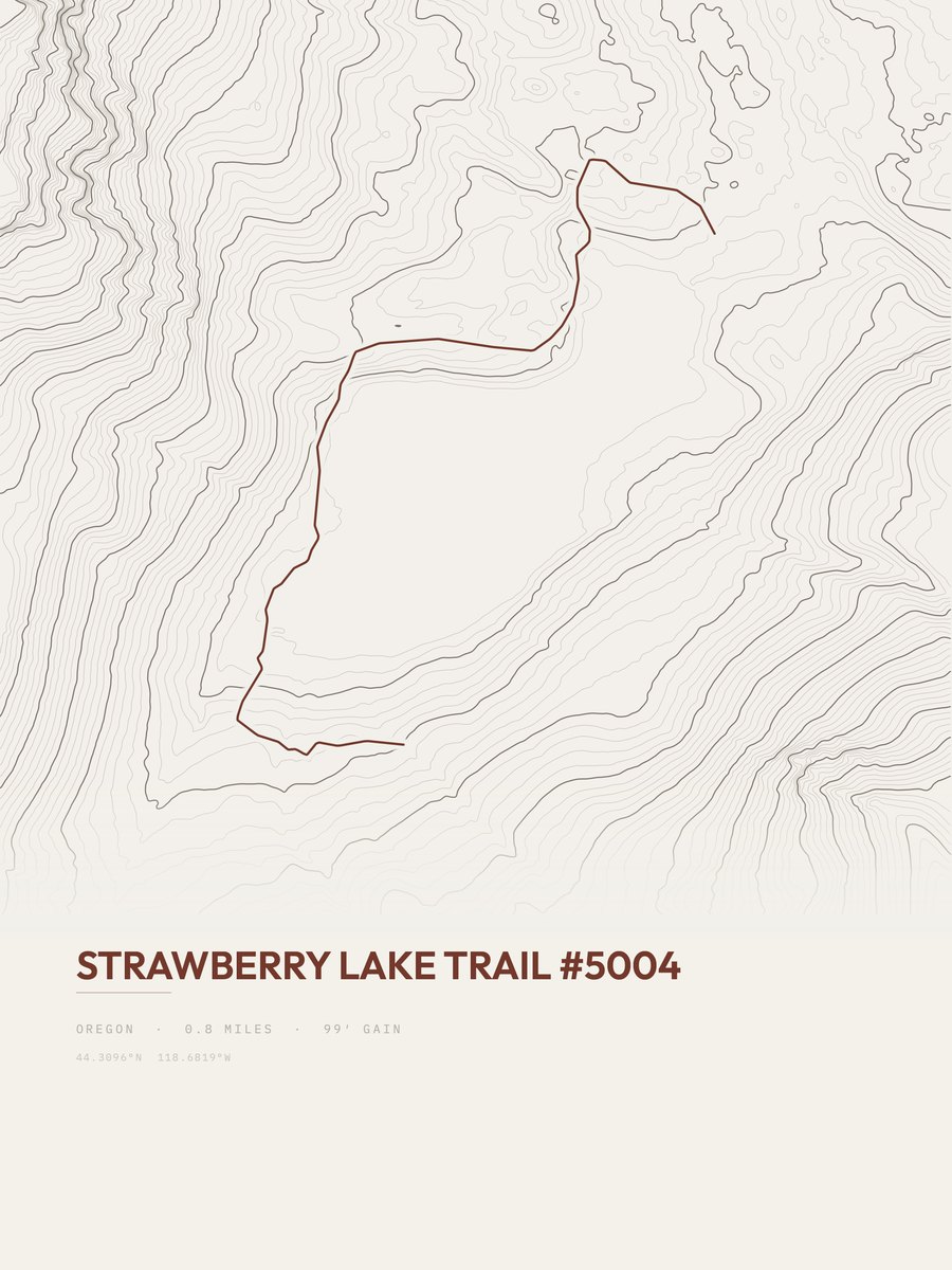 Strawberry Lake Trail Topographic print