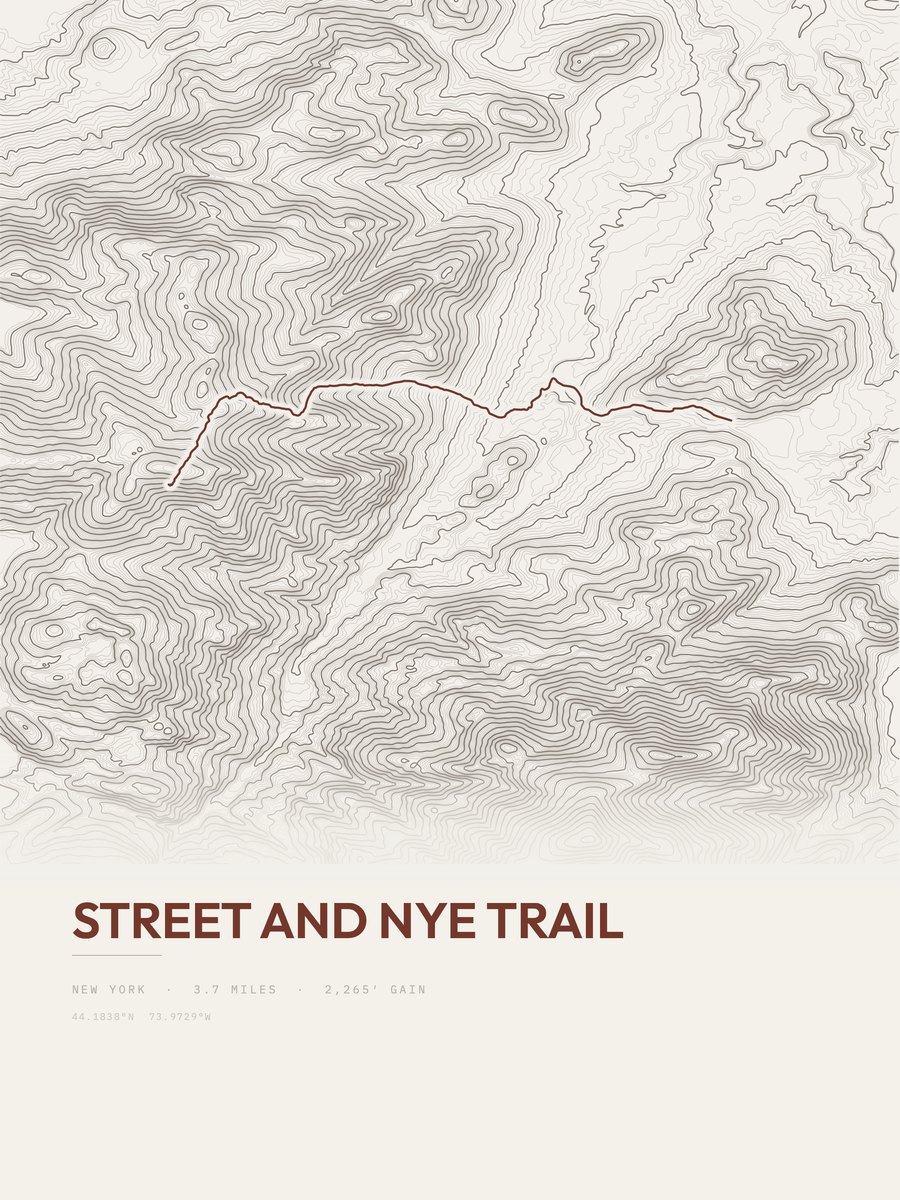 Street and Nye Trail Topographic print