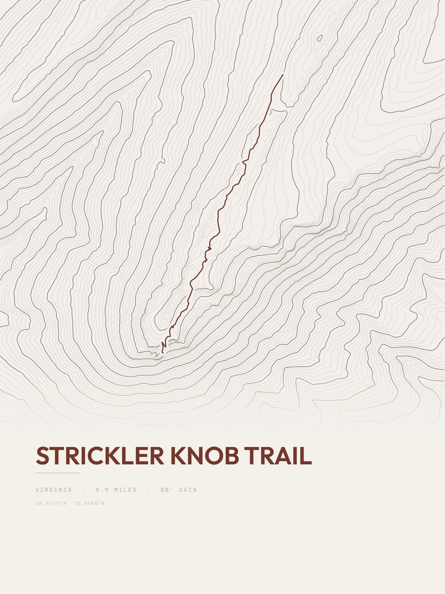 Strickler Knob Trail Topographic print